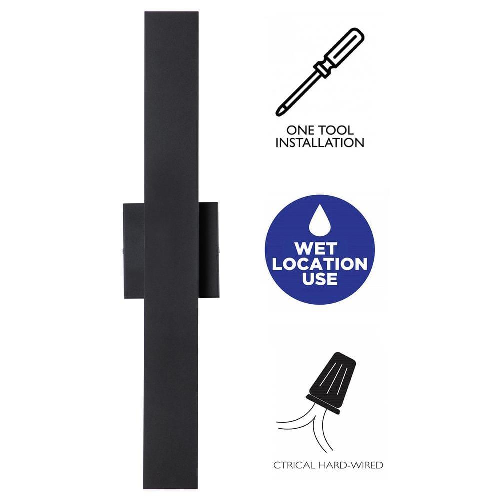 C Cattleya 2-Light Integrated LED  Outdoor Wall Light with Matte Black Finish