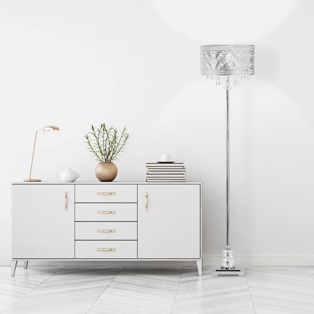 River of Goods Monroe Crystal and Polished Nickel 60.5" Floor Lamp