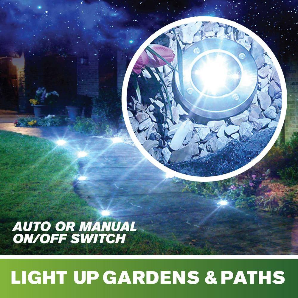 Bell + Howell Solar Powered Integrated LED Metal Disk Light Pack (Set of 4) (Set of 4)