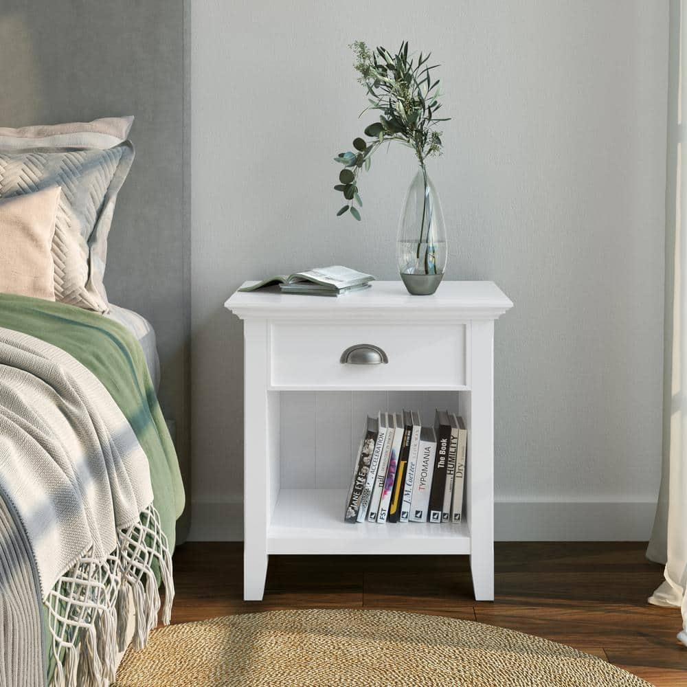 Simpli Home Acadian 24"W 1-Drawer Solid Wood Nightstand with Open Bottom Storage & Reviews | Wayfair