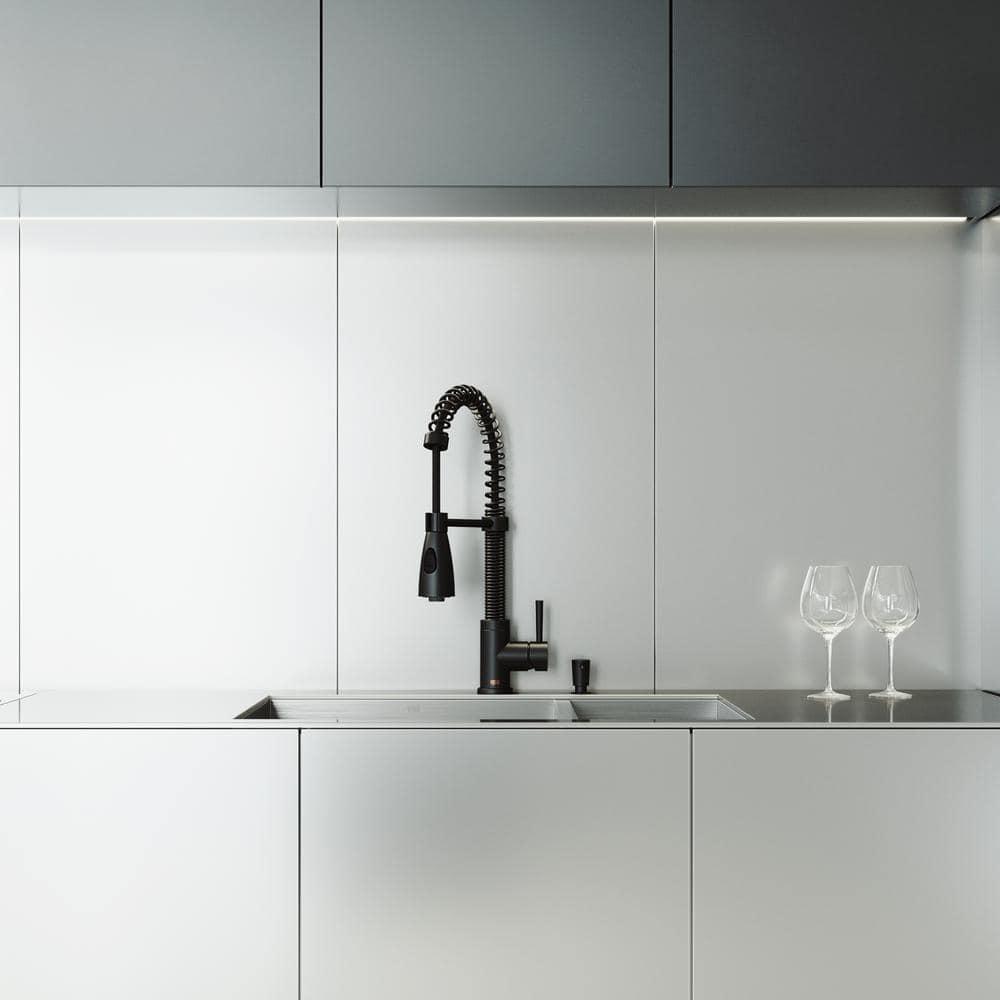 Brant 19" H 1-handle Pull-Down 2-Function Sprayer Kitchen Faucet and Soap Dispenser