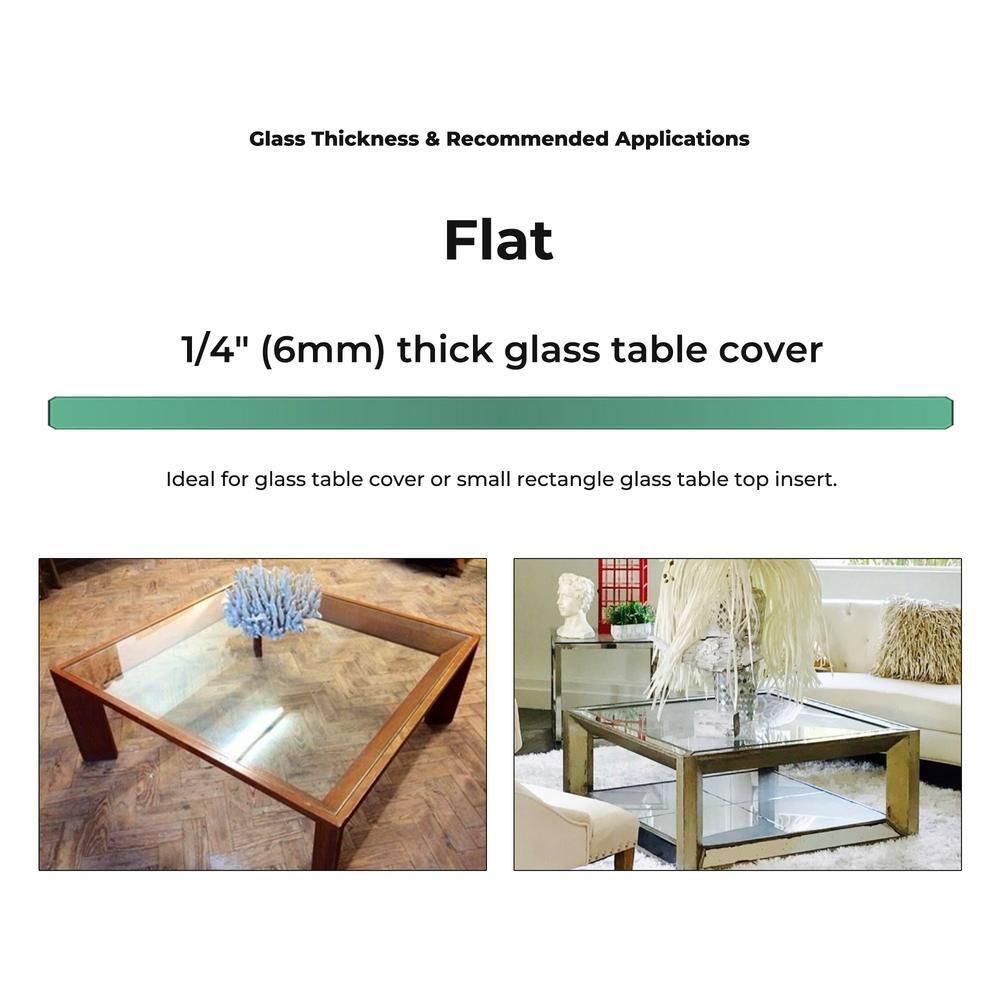 54-Inch Square Glass Table Top 1/4 Inch Thick Clear Tempered Glass with Flat Edge Polished