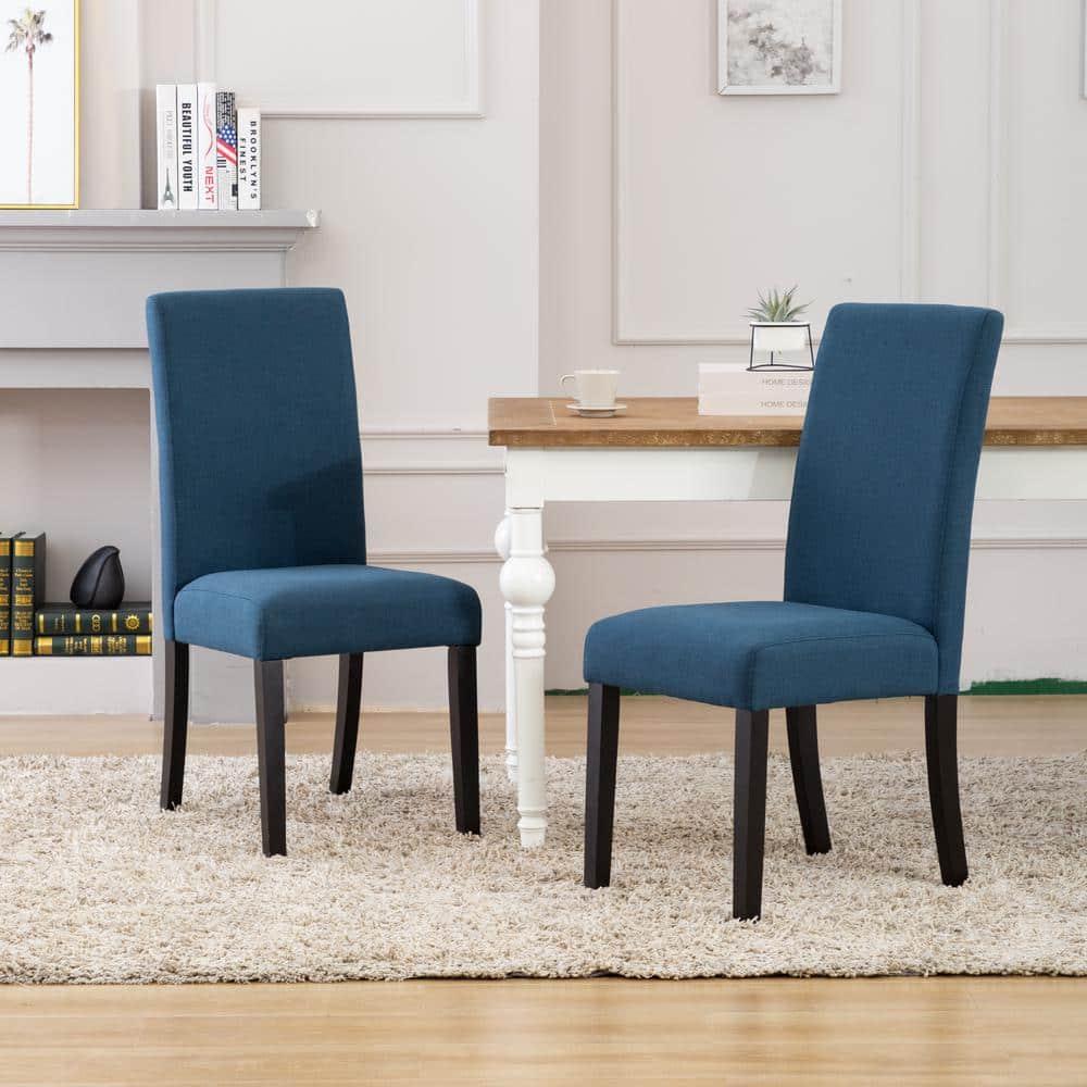 Polytrends Grandview Upholstered Linen Fabric Dining Chair (Set of 2) Navy Modern & Contemporary, Traditional