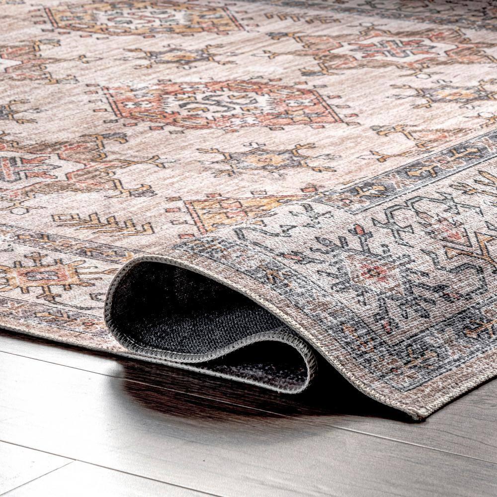 nuLOOM Finley Machine Washable Vintage Distressed Area Rug, 2' x 3', Beige