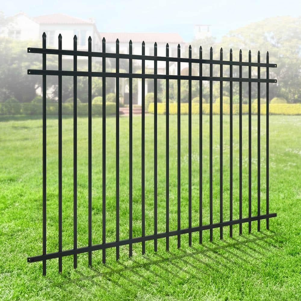 Fencer Wire Heavy Duty Pinnacle Fence Barrier Panel, 5FT Height X 8FT Width Anti-Rust Metal Fencing Panel, 2” Diameter Steel Outdoor Decorative Garden Fence Panel for Yard, Pool, Patio, Single Panel