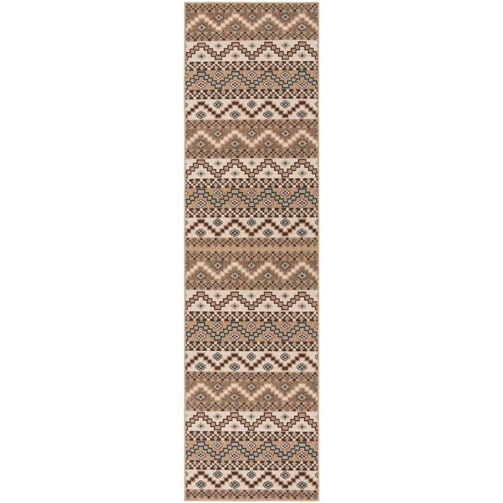 Veranda VER095 Power Loomed Indoor/Outdoor Runner Rug - Creme/Brown - 2'3"x10' - Safavieh.