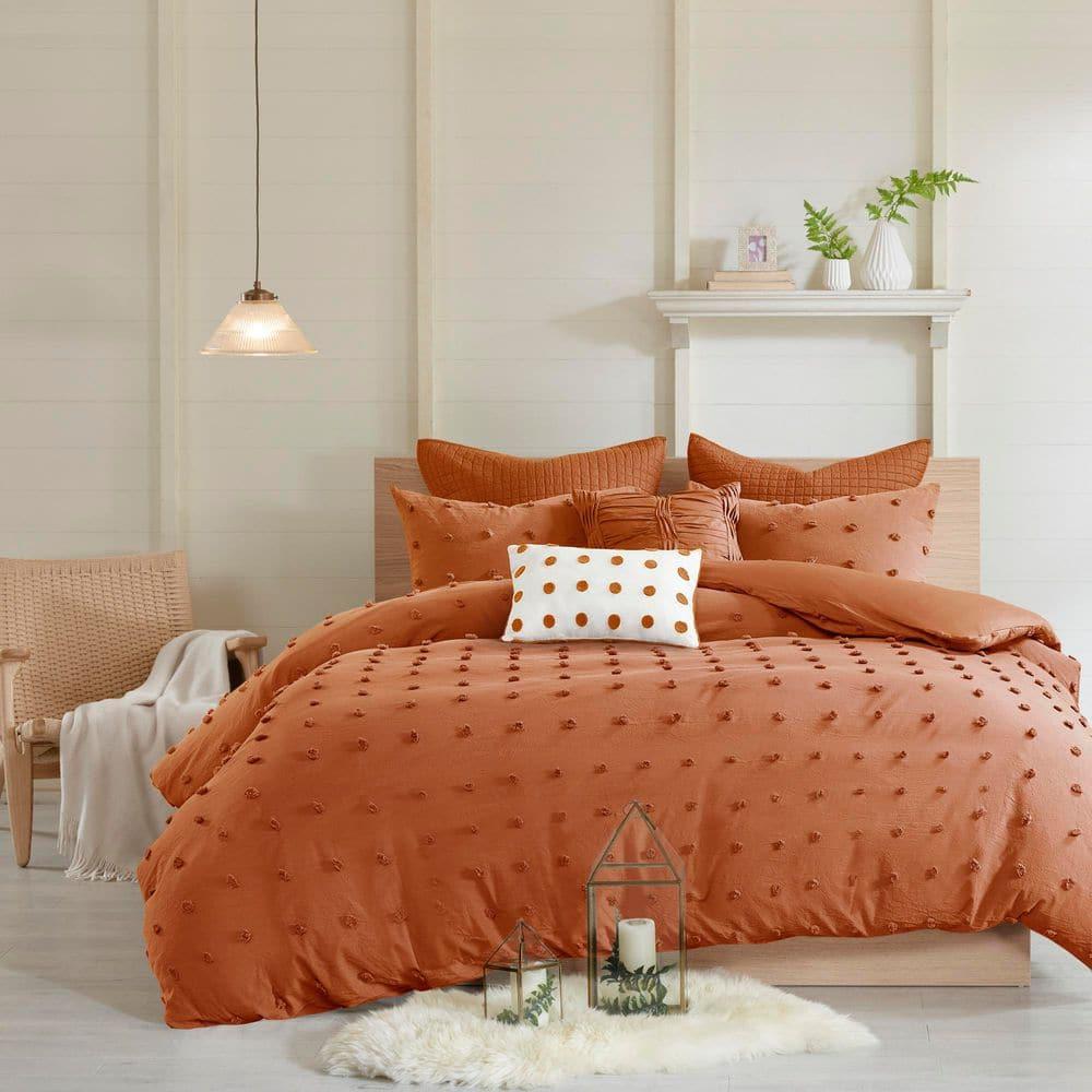 Intelligent Design Brooklyn Cotton Jacquard Duvet Cover Set with Euro Shams and Throw Pillows