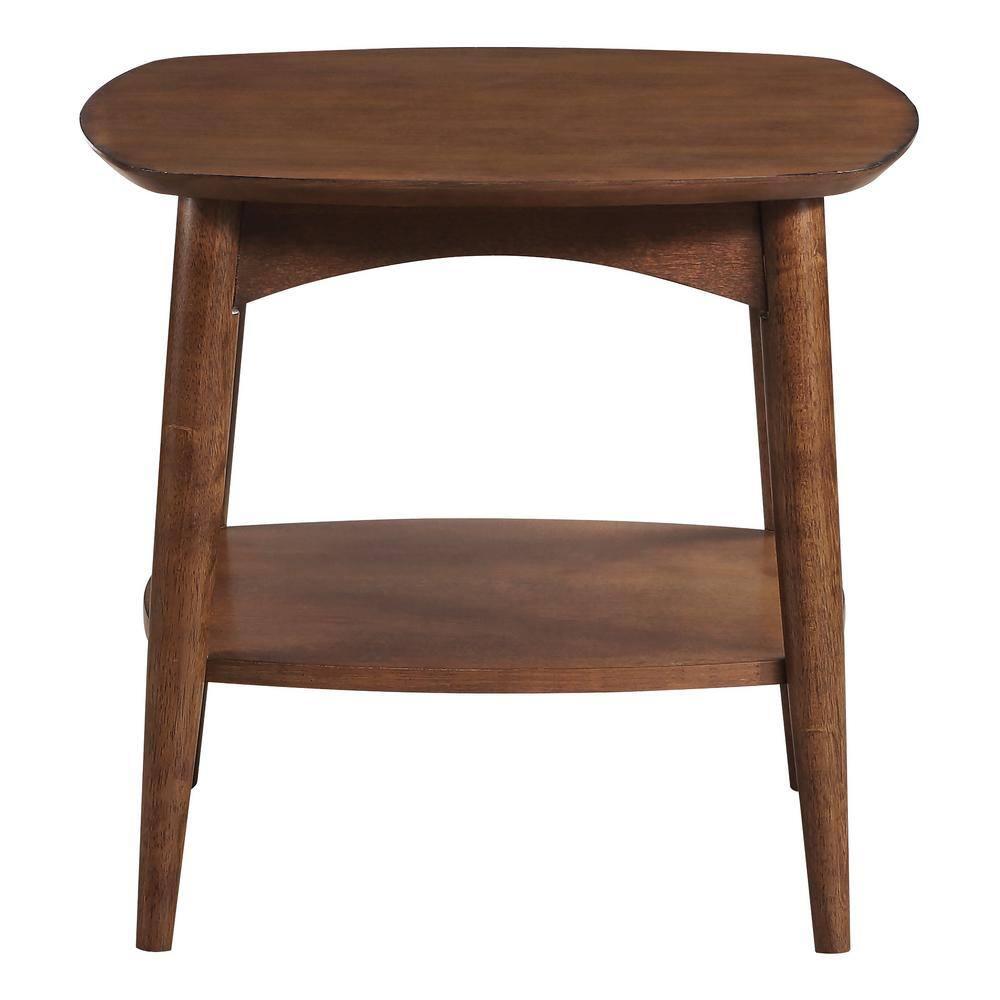 Copenhagen Accent Table Walnut - OSP Home Furnishings: Mid-Century 2-Tiered, Square, Wood Construction