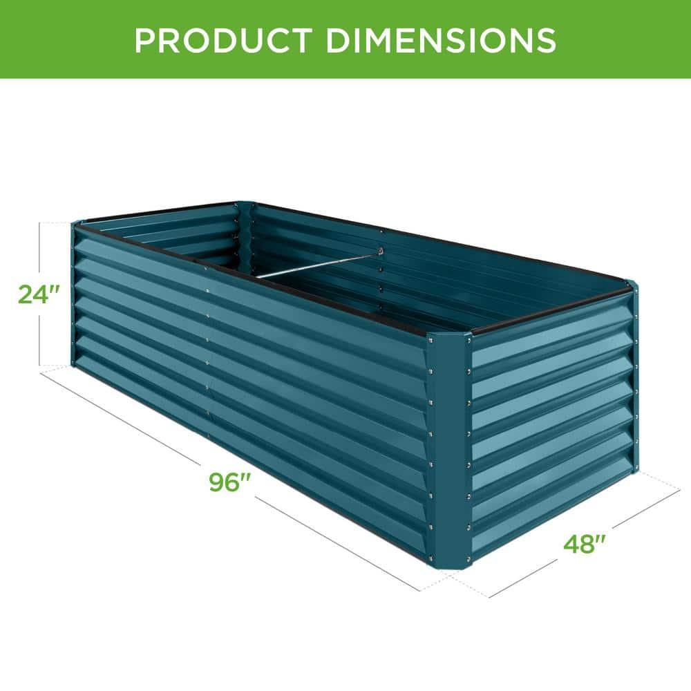 Best Choice Products 8x4x2ft Outdoor Metal Raised Garden Bed, Planter Box for Vegetables, Flowers, Herbs - Peacock Blue