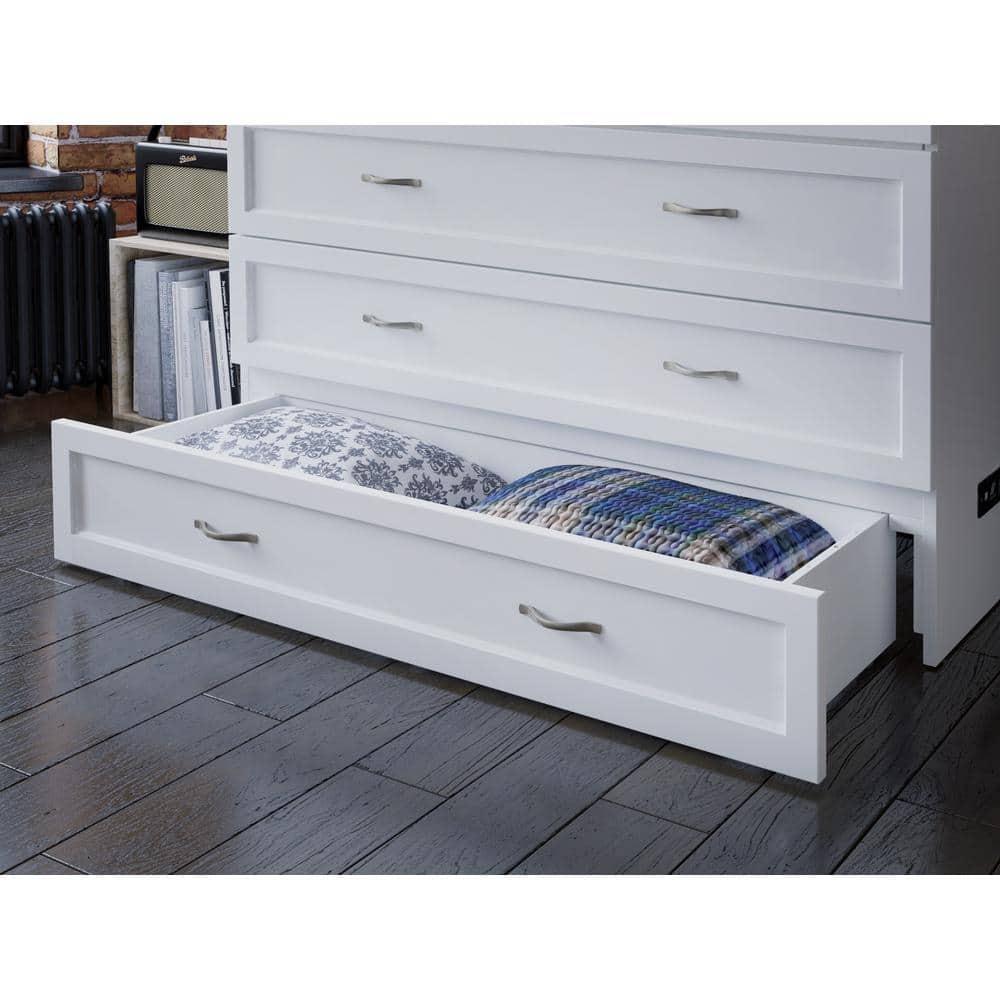 Full Deerfield Murphy Bed Chest USB Turbo Charger White - AFI