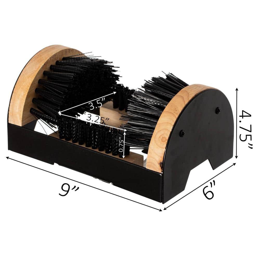 Gardenised Heavy-Duty Metal & Wooden Base Shoe Cleaner & Boot Scraper, Portable or Floor-Mounted Scrubbing Brush, Removes Mud, Snow and Sand, Wooden