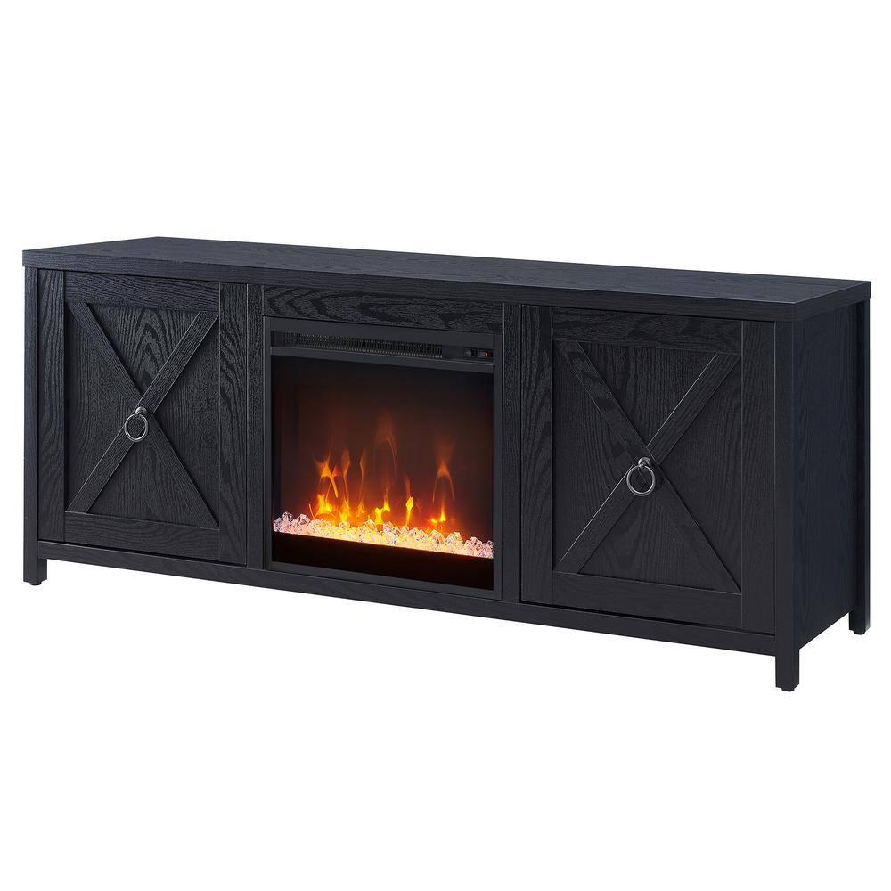 Evelyn&Zoe Granger Rectangular TV Stand with Crystal Fireplace for TV's up to 65", Black