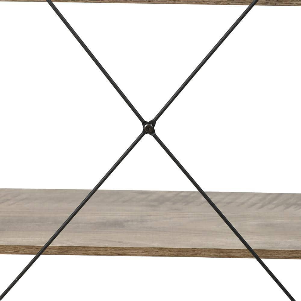LuxenHome 4-Shelf 58.3" x 23.62" W Wood and Metal Ladder Bookcase. Brown