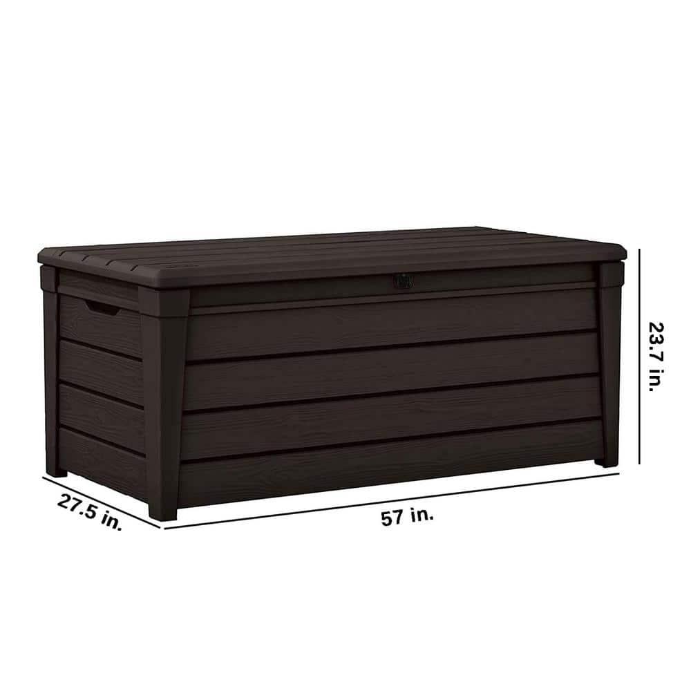 Keter Keter Brightwood 120 Gallon Large Durable Outdoor Storage and Weather Resistant Resin Deck Box