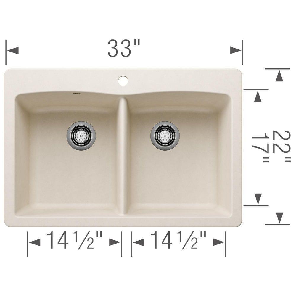Diamond SILGRANIT 33" L x 22" W Double Bowl Drop-In/Undermount Kitchen Sink