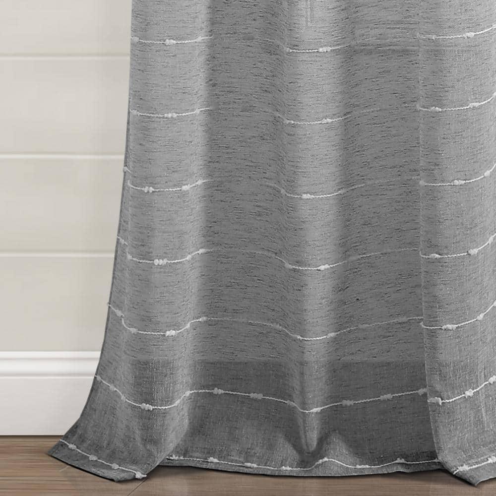 Lush Decor Farmhouse Textured Sheer Polyester Sheer Curtain Pair (Set of 2)