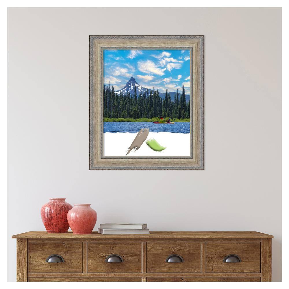 18"x22" Opening Size Wood Picture Frame Art Fleur Silver - Amanti Art: Modern Style, Acrylic Glazing, Wall Mount