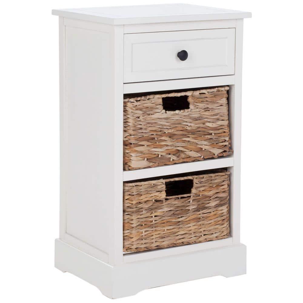 Carrie Side Storage Side Table - AMH5700C - Distressed Cream - Safavieh Couture