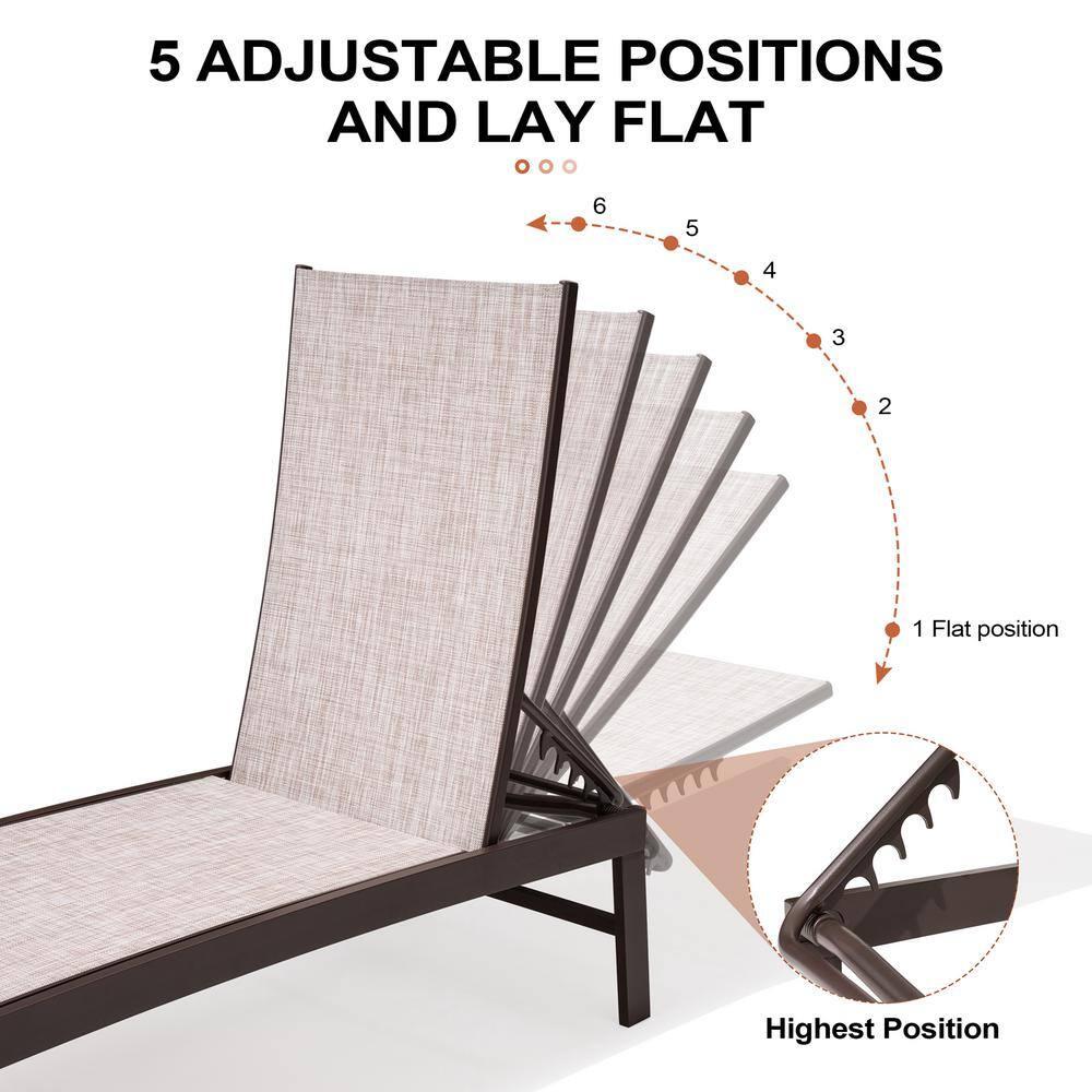 3pc Outdoor Aluminum Lounge Set Beige - Crestlive Products: Patio Set with Chaise Lounges & Table, Weather-Resistant