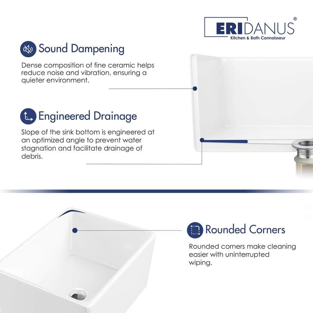 Denbigh 21" L x 16" W Farmhouse Apron-Front Kitchen Sink with Sink Grid and Pop-Up Drain, Laundry Sink