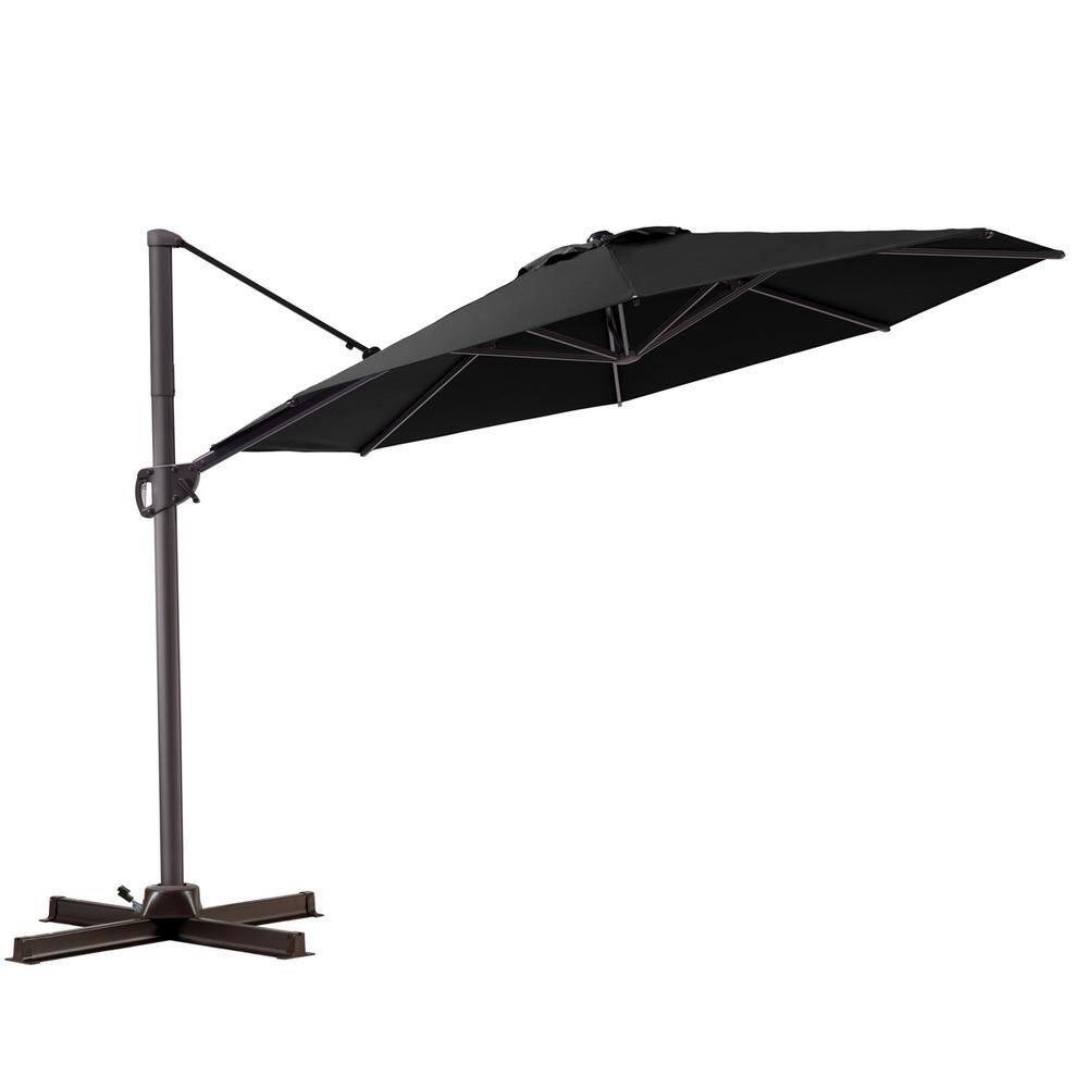 Pellebant  11' Outdoor Patio Cantilever Offset Umbrella Round, Base Not Included Black
