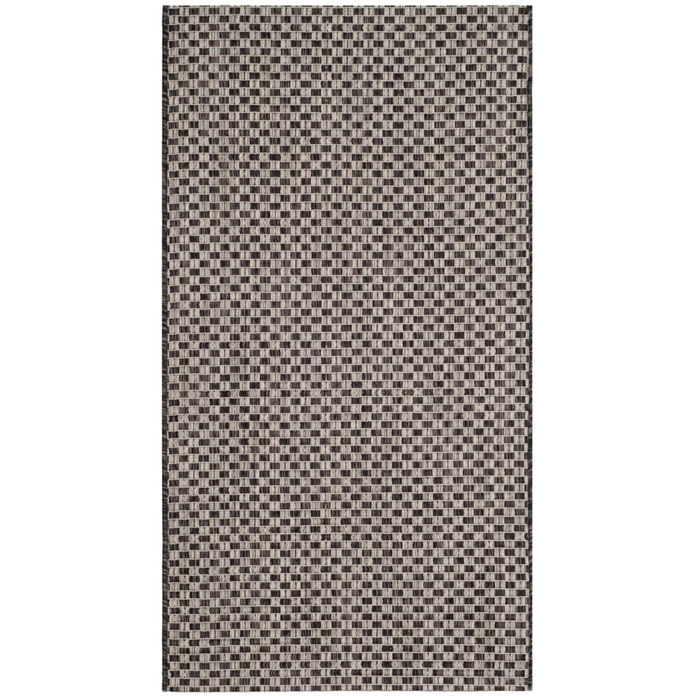 SAFAVIEH Courtyard Blair Geometric Indoor/Outdoor Area Rug, 2' x 3'7", Black/Light Grey