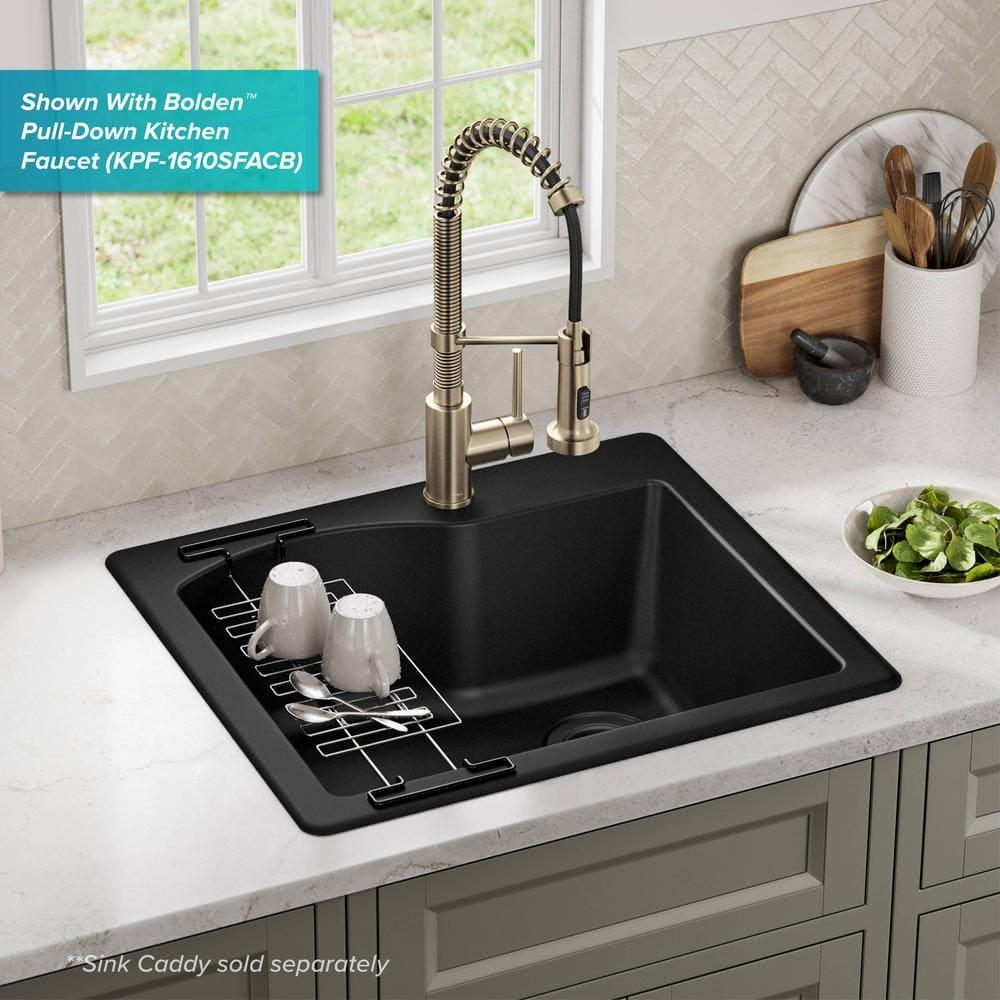 KRAUS Quarza™ 25" L Dual Mount Single Bowl Granite Kitchen Sink