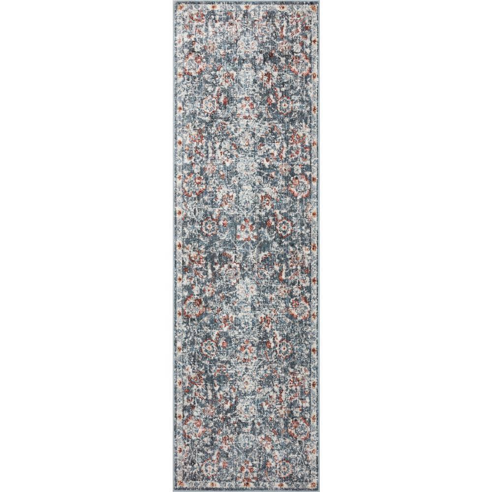 Loloi II Cassandra Collection CSN-04 Blue / Rust Oriental Area Rug 6'-7" x 9'-3"