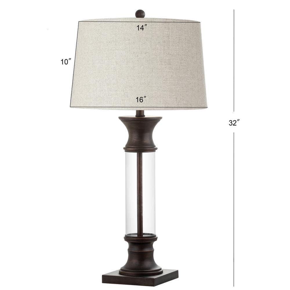 JONATHAN Y Hunter 32" Metal/Glass LED Table Lamp, Bronze (Set of 2)