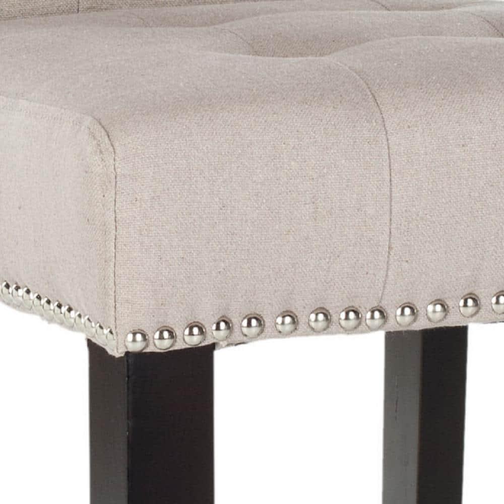 Thompson 23.9" Linen Counter Stool W/ Silver Nailheads - Taupe - Safavieh