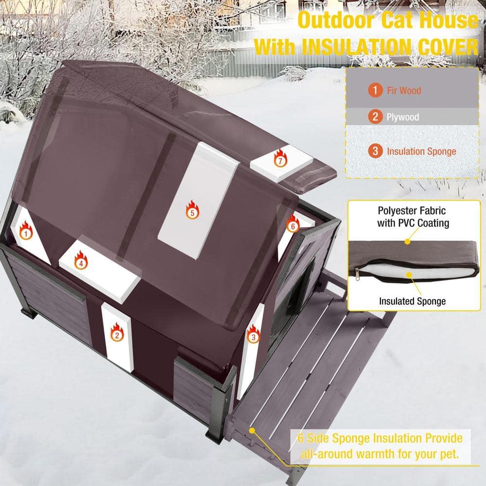 Aivituvin-AIR81-IN Medium Insulated Dog House Gray 32.9"(L) x 45" (W) x 32.6"(H)