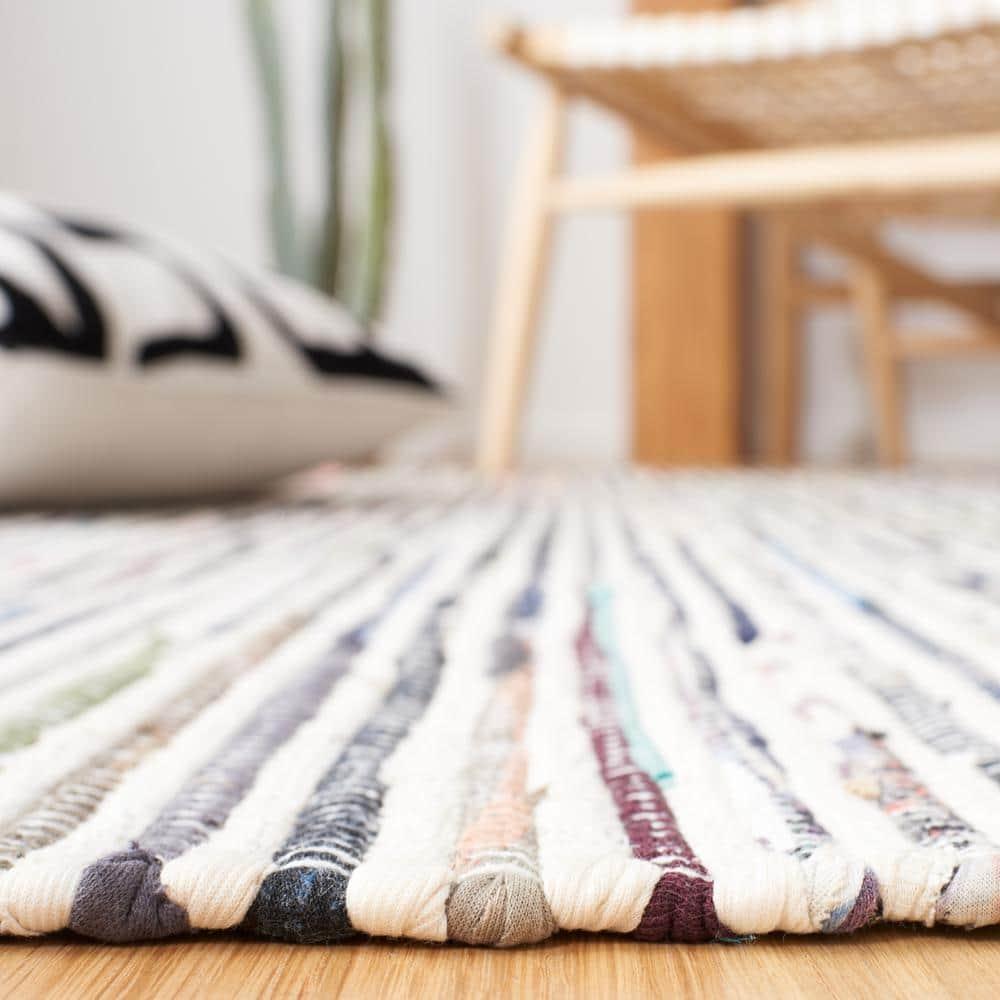 Rag Rug RAR125 Hand Woven Indoor Area Rug - Ivory/Multi - 8'x10' - Safavieh.