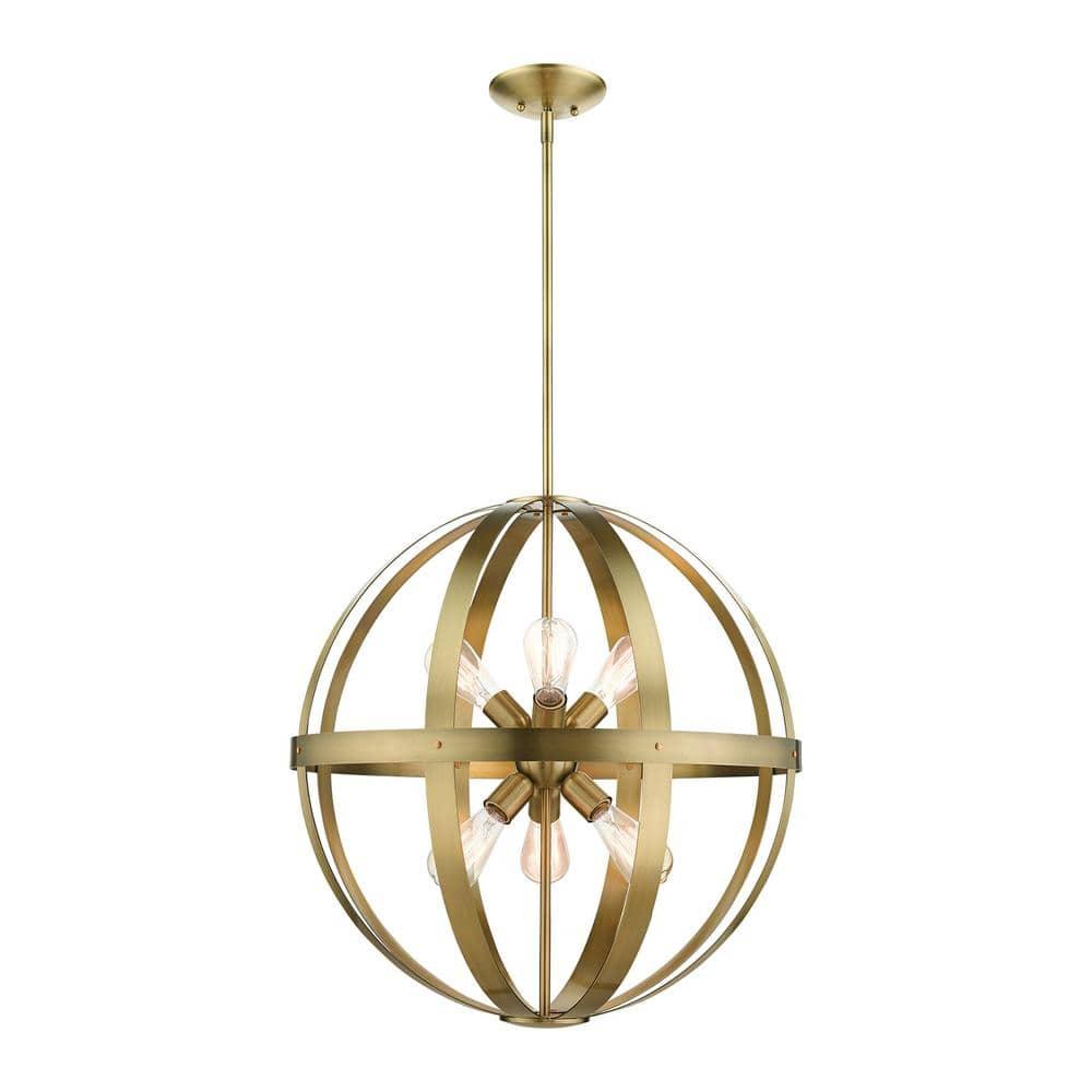 Livex Lighting Stoneridge 6 - Light Pendant in  Antique Brass