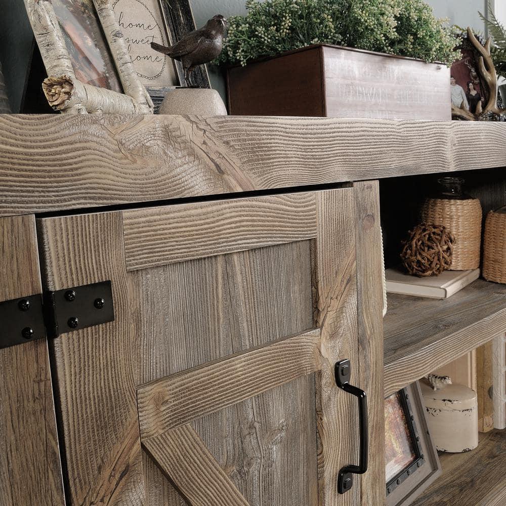 Sauder Rustic Cedar Farmhouse TV Stand with Storage for TVs up to 70", Rustic Cedar Finish