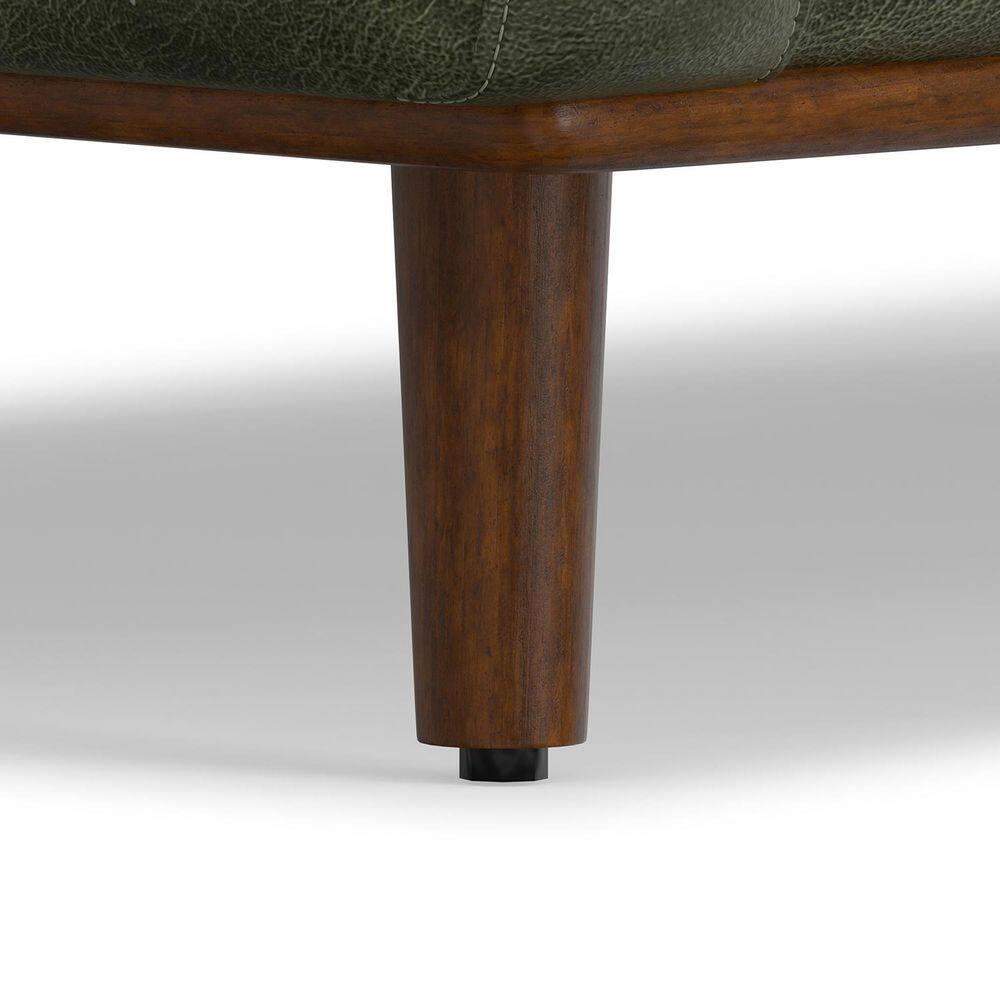 Simpli Home Morrison Genuine Leather Sofa, Mid-Century Modern Couch for Living Room, Handcrafted with Removable Cushions