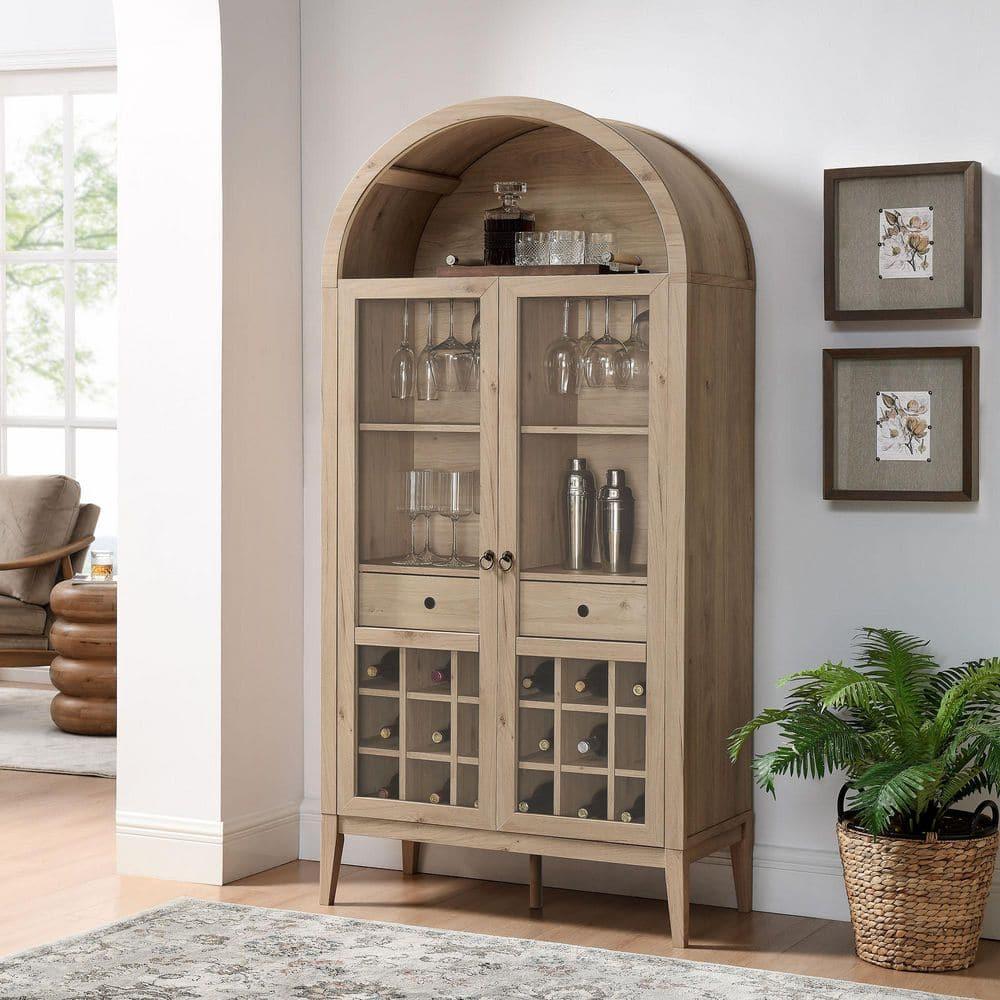 Modway Nolan Arched Bar Cabinet in Light Oak