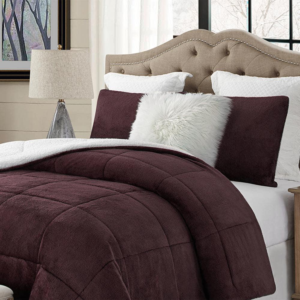 Ultra Plush Reversible Faux Fur and Sherpa 3-Piece Comforter Set