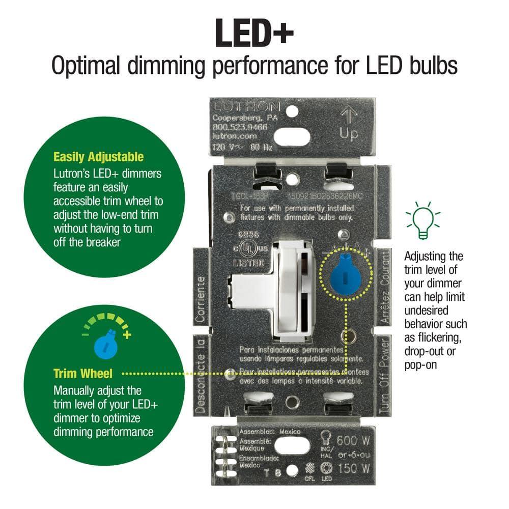 Black Smart LED Toggle Dimmer Switch for Dimmable Bulbs