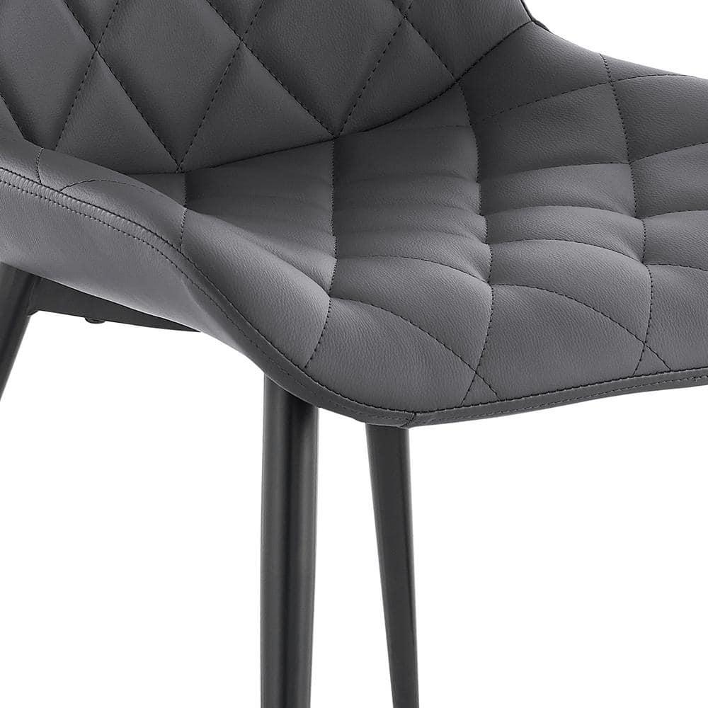 Armen Living Loralie 17" Faux Leather Dining Chair in Gray/Black (Set of 2)