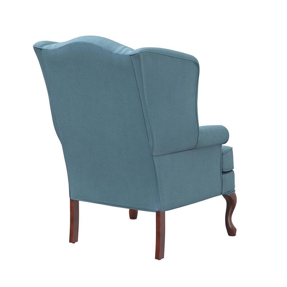 Comfort Pointe Erin Wing Back Accent Chair Blue: Handcrafted, Hardwood Frame, No Assembly Required