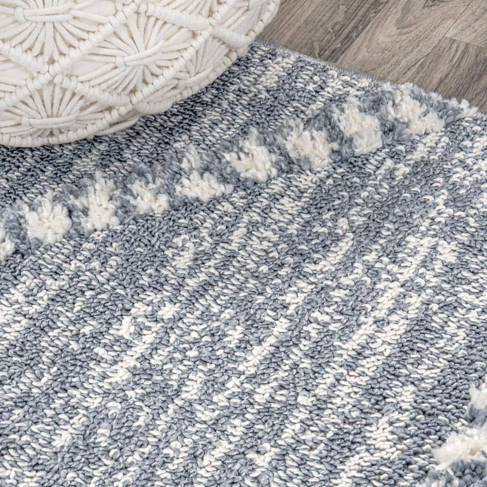 4' x 6' Sofie Moroccan Trellis High-Low Area Rug, Gray/Cream - JONATHAN Y