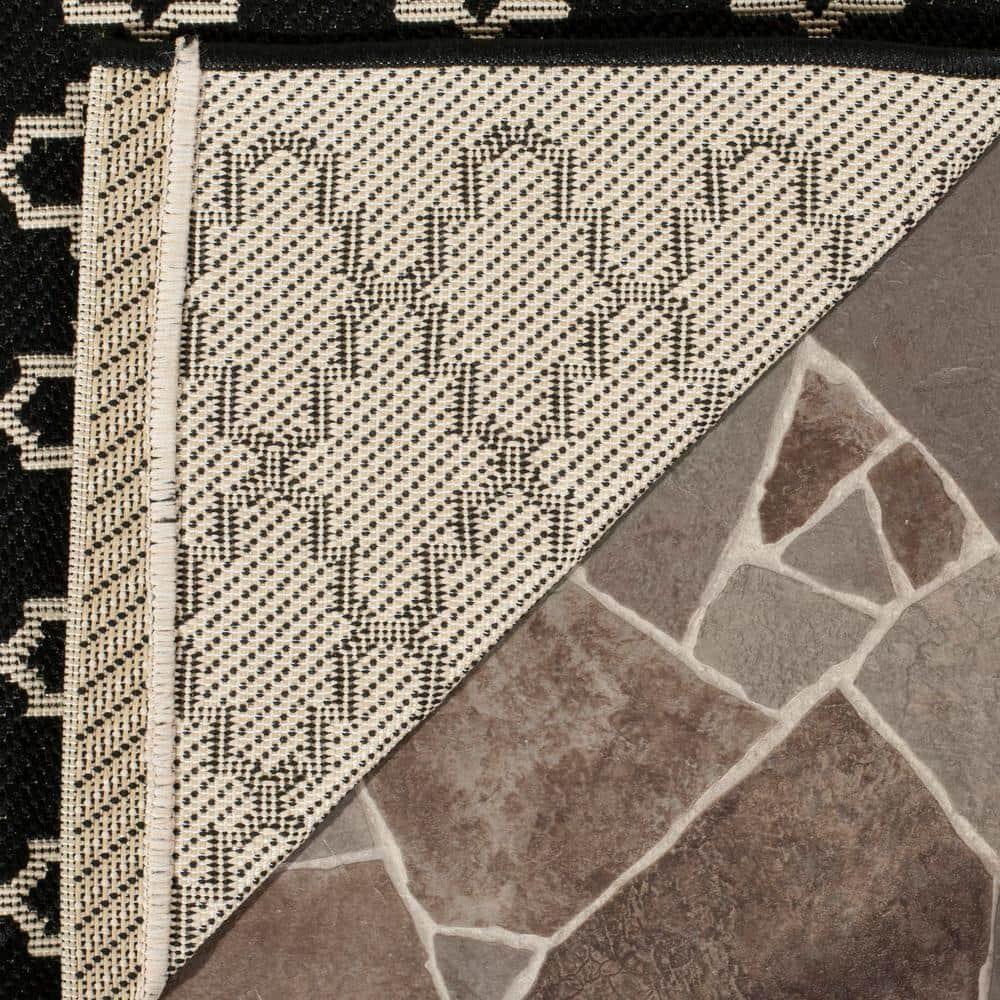 Courtyard CY6919 Power Loomed Indoor and Outdoor Area Rug - Black/Beige - 6'7"x6'7" - Safavieh