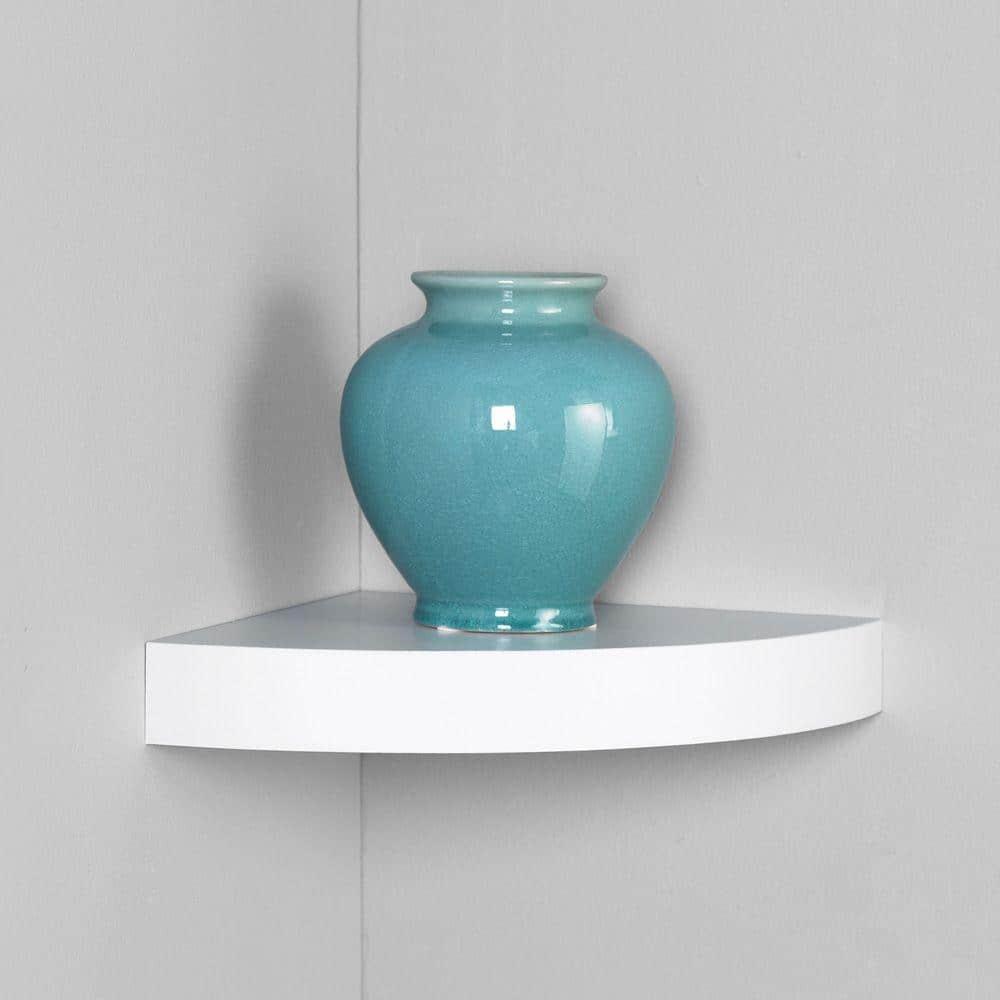 InPlace 11.8" x 11,8" Floating Corner Shelf Wall Mounted White: Modern Style, Wood Composite, Includes Mounting Hardware