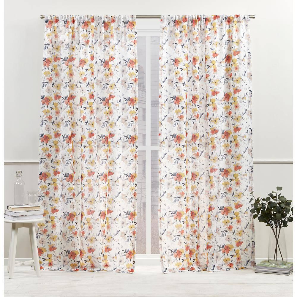 Nicole Miller Nicole Miller New York Hattie Light Filtering, Semi Sheer Rod Pocket Curtain Panels (Set of 2)