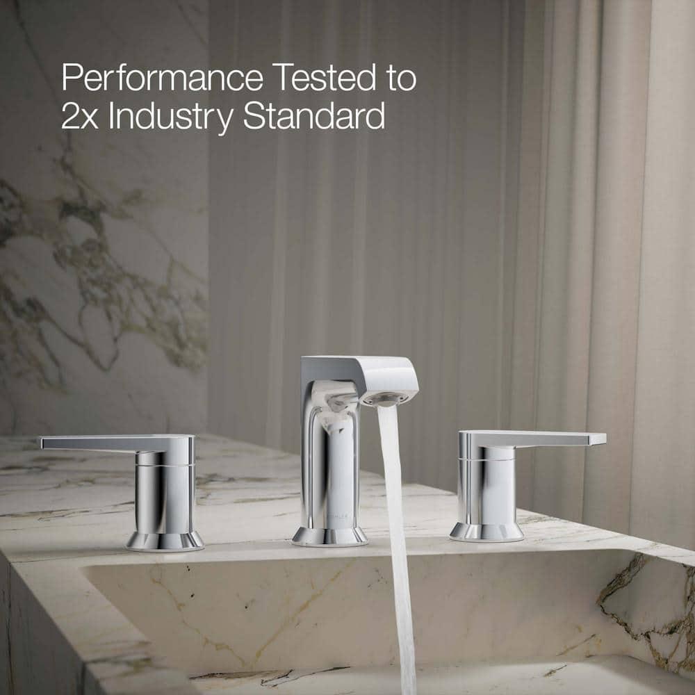 Kohler Hint Widespread Bathroom Faucet with Pop-Up Drain Assembly, 3 Hole 2-Handle Bathroom Sink Faucet, 1.2 gpm