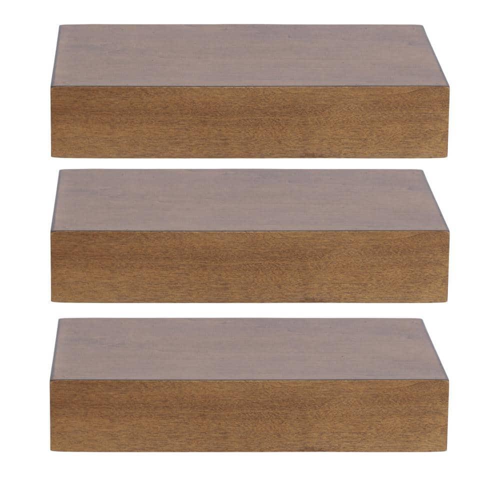 Kate & Laurel All Things Decor (Set of 3) 12" Havlock Wood Floating Shelves Rustic Brown