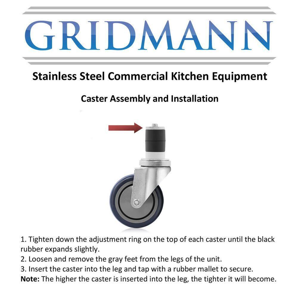 GRIDMANN 4" Caster Wheel Set for Commercial Prep Tables (Set of 4)