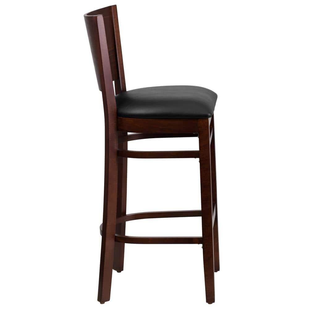 Flash Furniture Lacey Series Solid Back Walnut Wood Restaurant Barstool