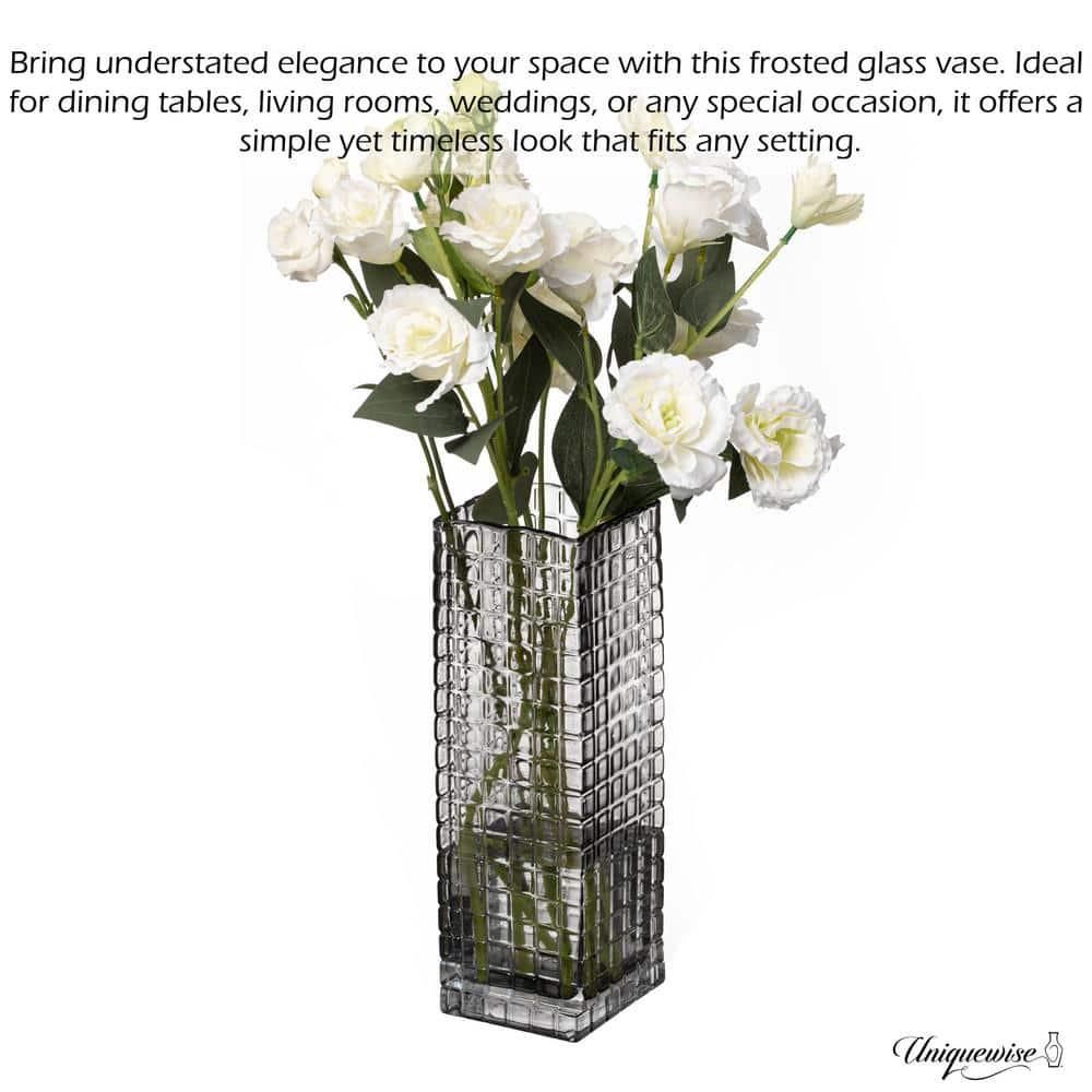 Uniquewise Large Grey Frosted Glass Table Vase - A Timeless Centerpiece for Dining Tables, Living Rooms, Bedrooms, Hotel Reception Areas