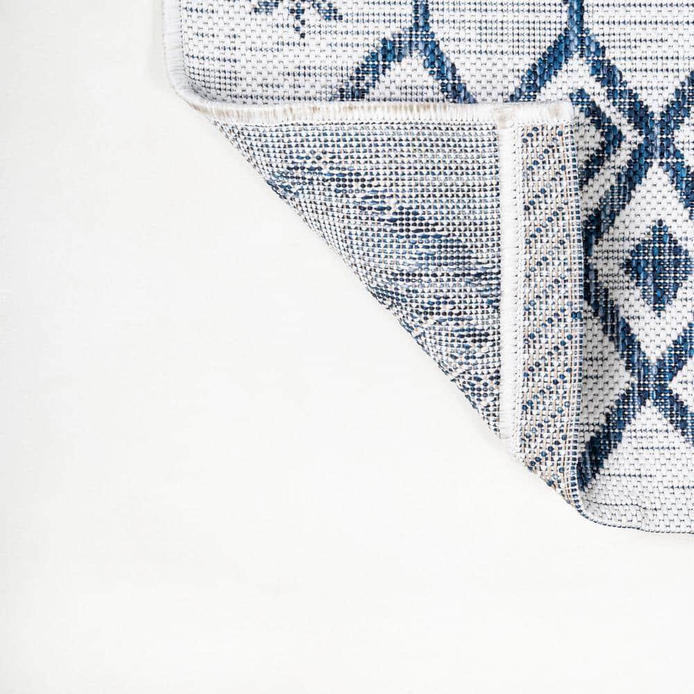 3'x5' Tokay Bohemian Styled Geometric Indoor/Outdoor Area Rug, Ivory/Blue - JONATHAN Y
